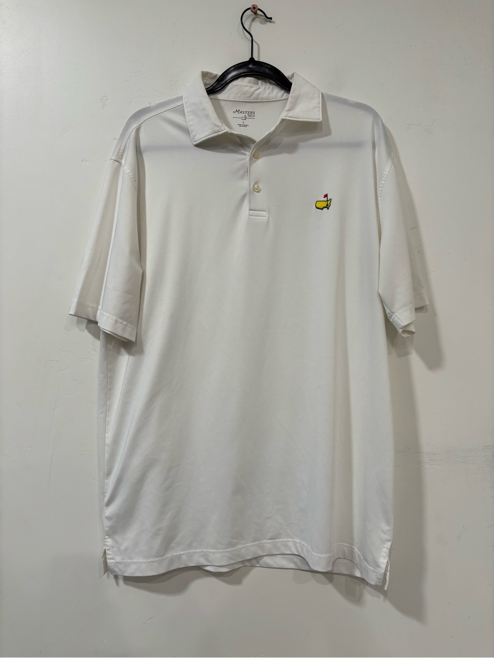 Masters Tech Polo Shirt White Mens L Performance Short Sleeve Casual Golf
